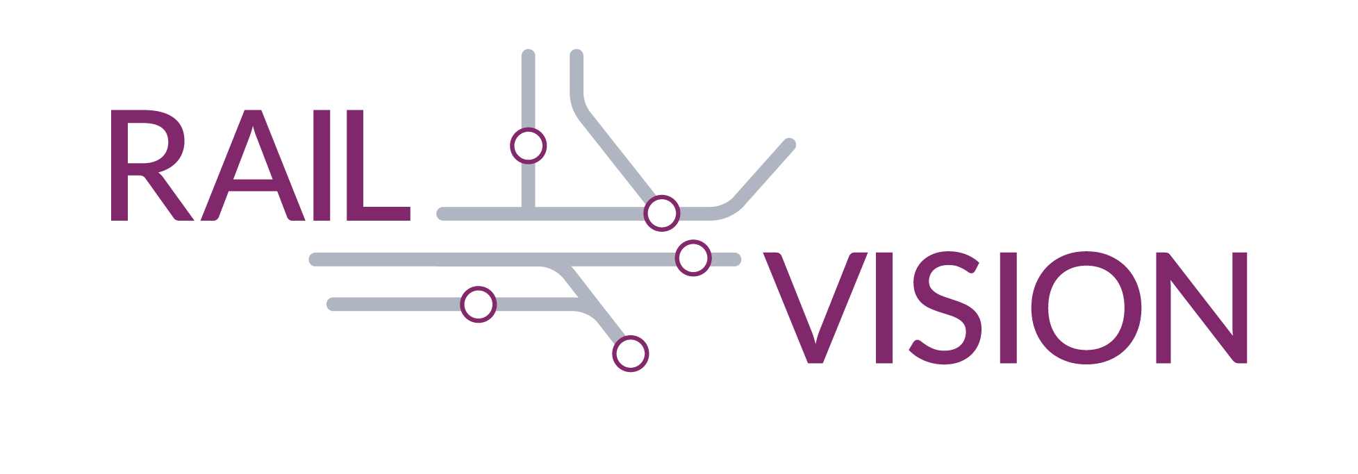 Logo with "Rail Vision" in purple and a grid layout between the two words