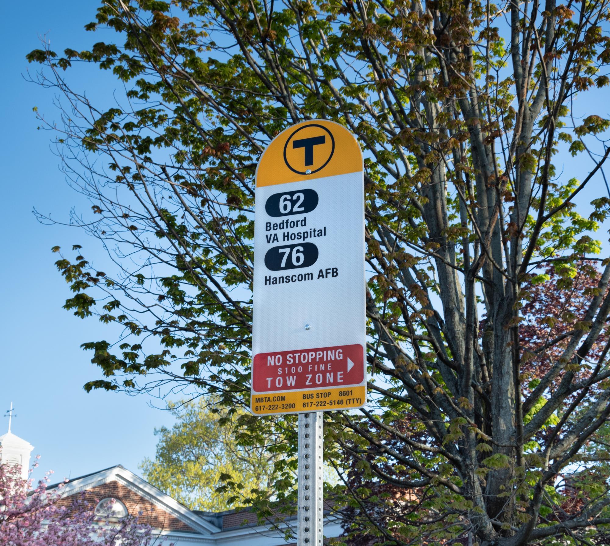 mbta bus stop sign routes 62 and 76