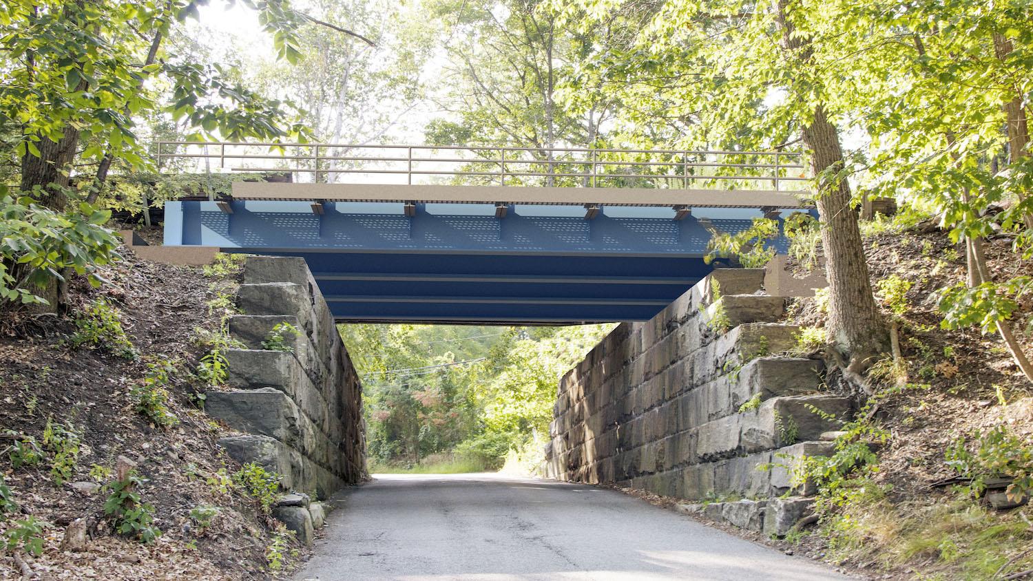 A rendering shows how a new bridge over Intervale Road in Weston will look upon completion