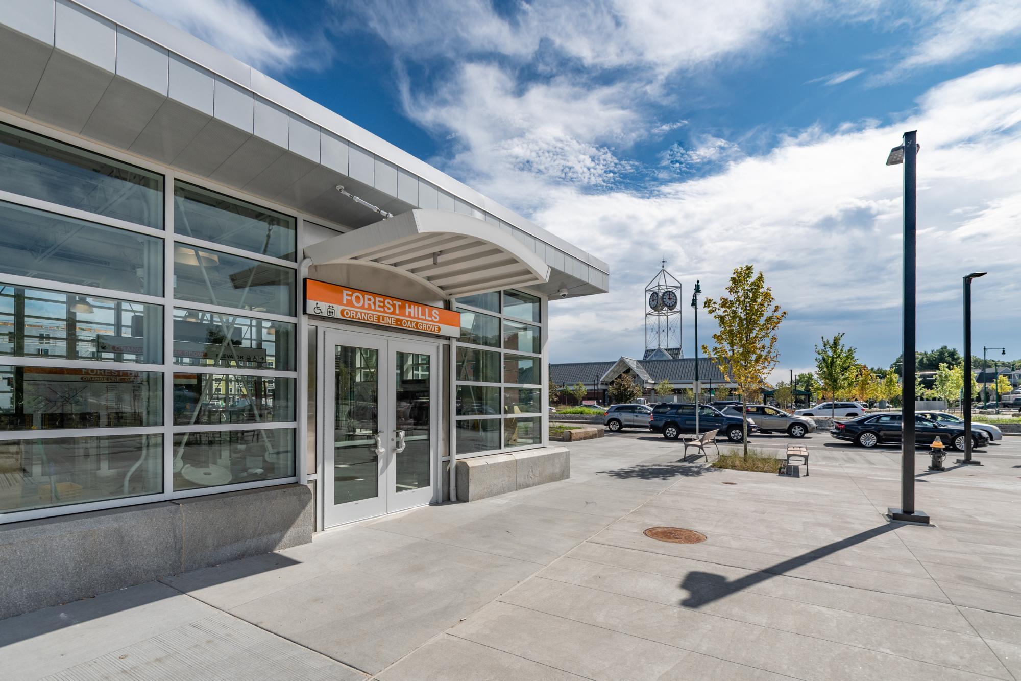 A new, fully accessible entrance to the Orange Line platform at Forest Hills opened in October 2019.
