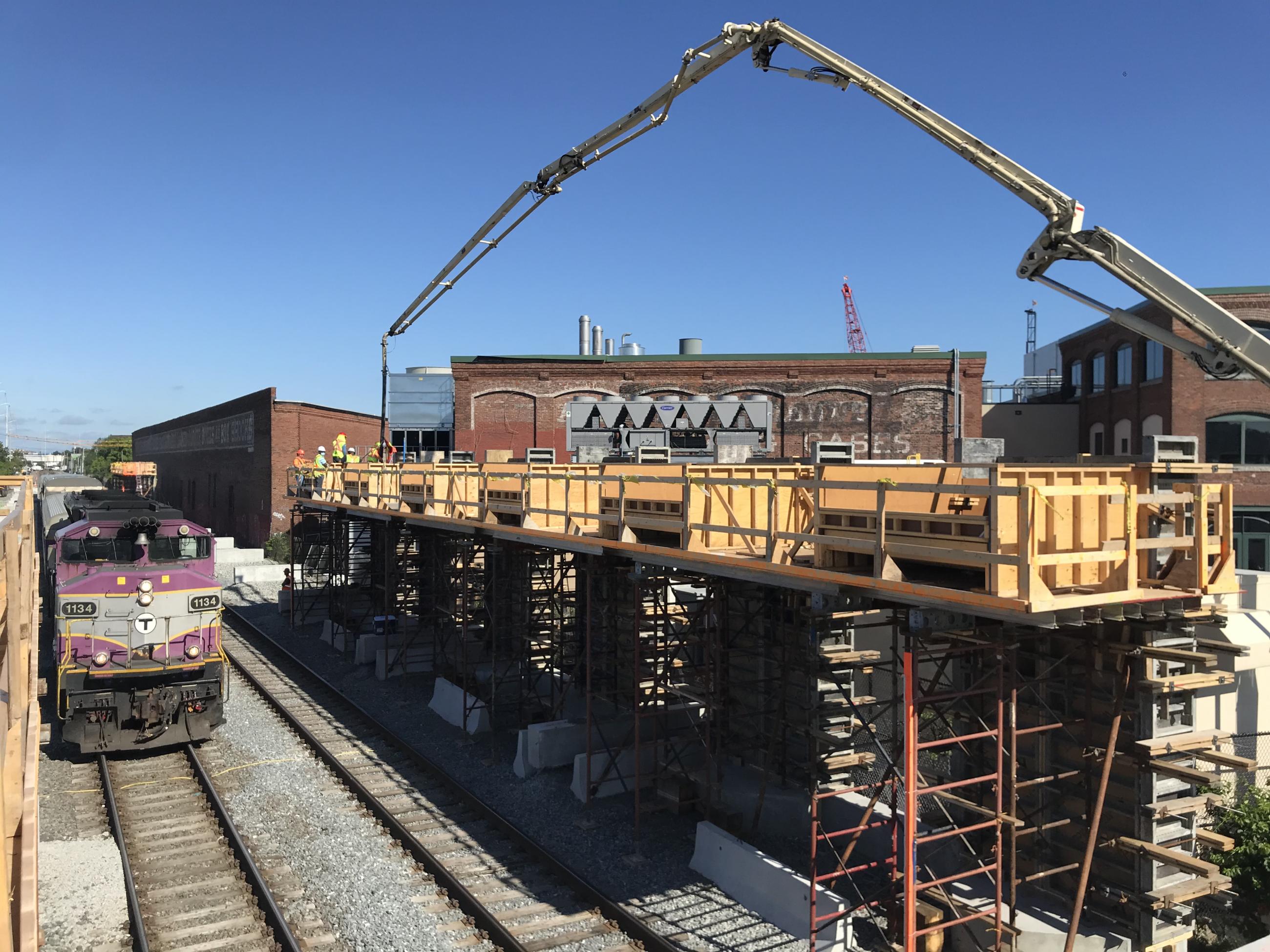 The new walls for the inbound platform are installed at Chelsea Commuter Rail Station