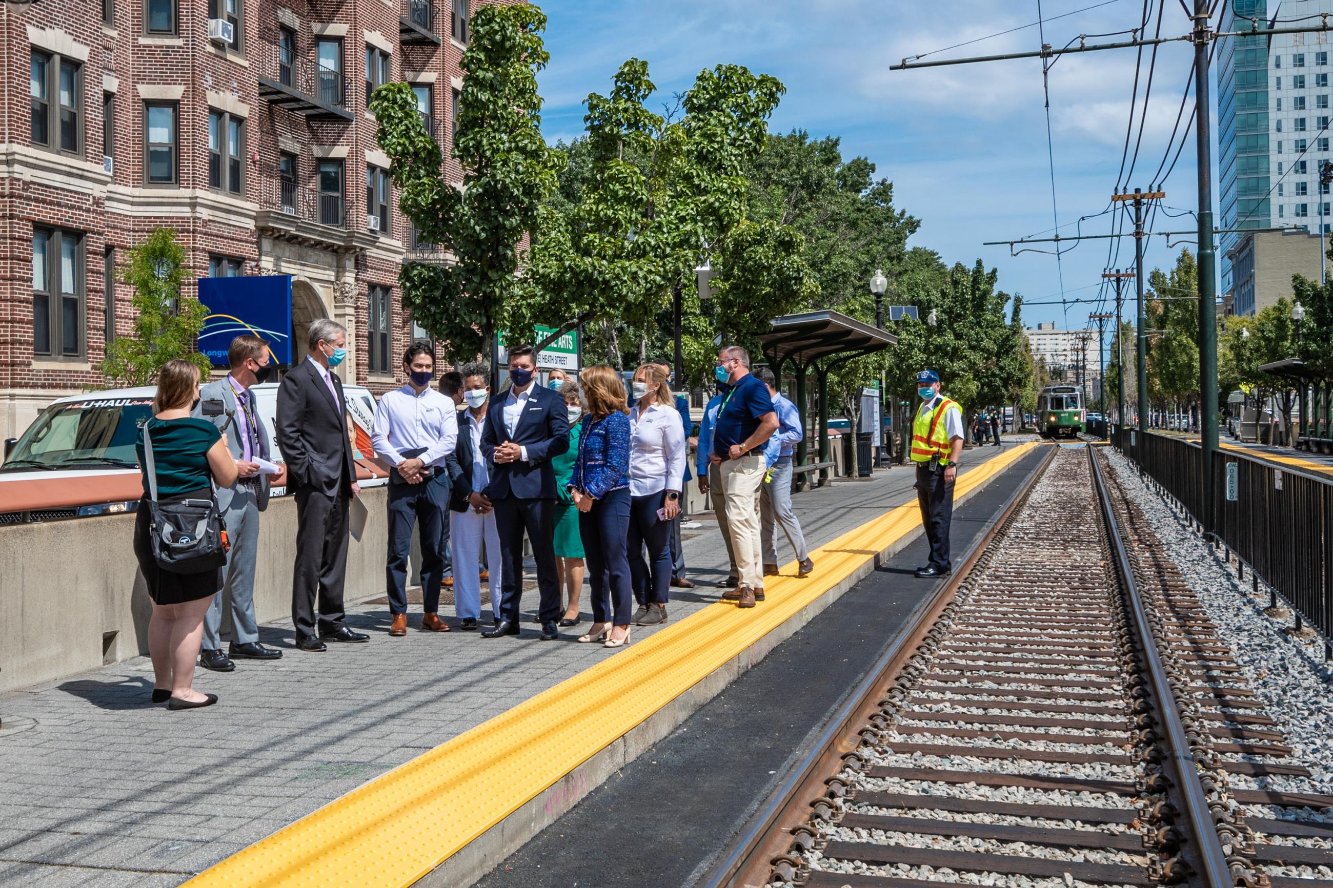 Governor Baker, Lieutenant Governor Polito, MassDOT Secretary Pollack, MBTA General Manager Poftak toured accelerated Green Line E Branch work at Museum of Fine Arts Station led by the MBTA’s Green Line Transformation Team.