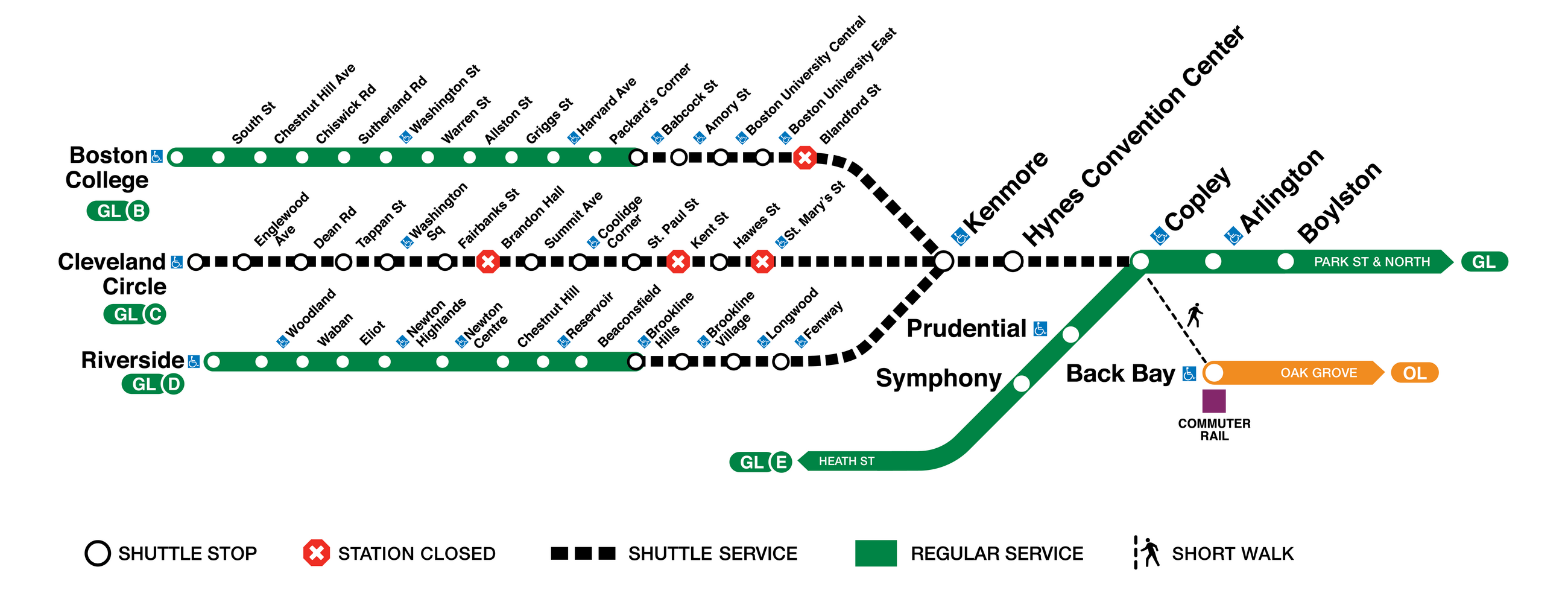 Shuttle buses and alternatives during the Green Line suspension from Feb 20 to March 8.