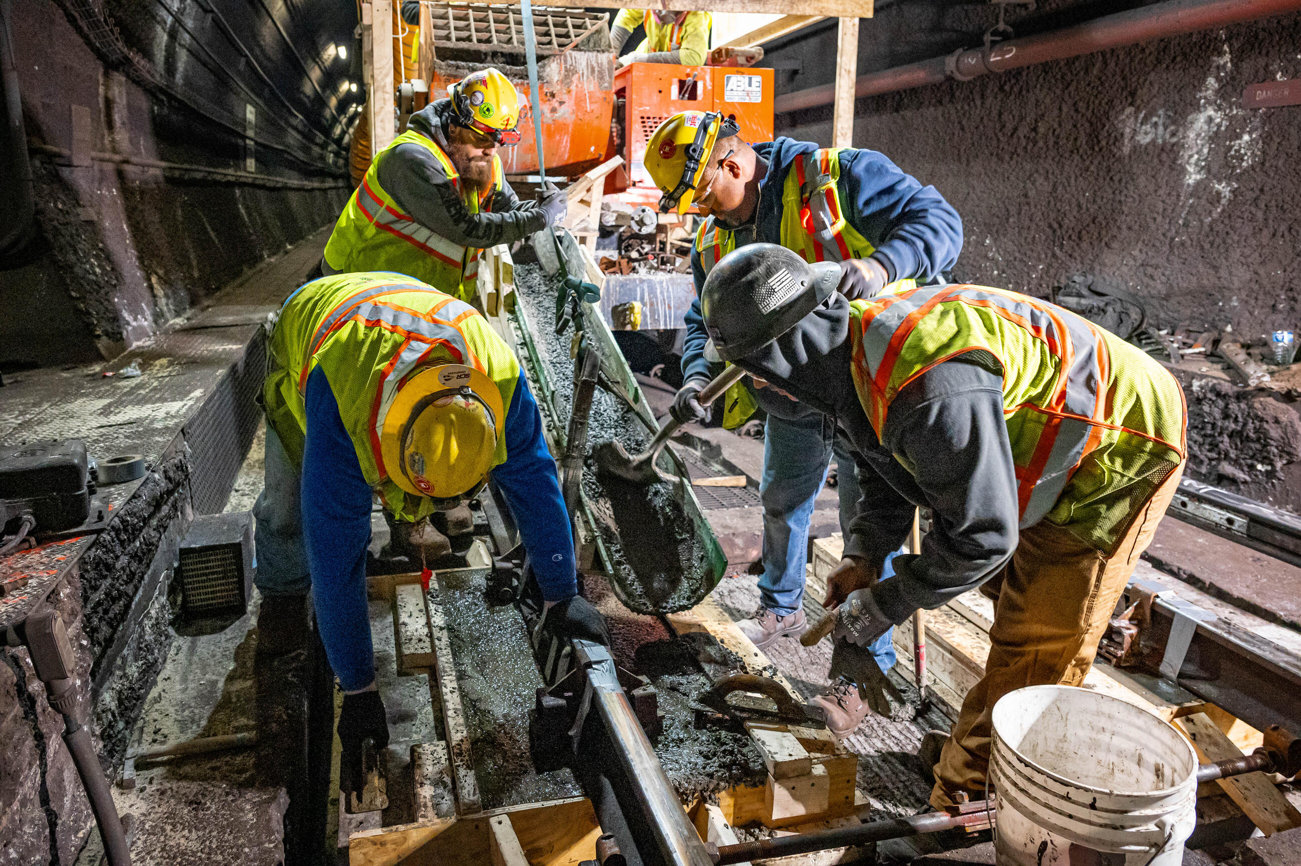 Crews repaired concrete slabs along the Red Line track area. Complimentary photo by the MBTA Customer and Employee Experience Department.
