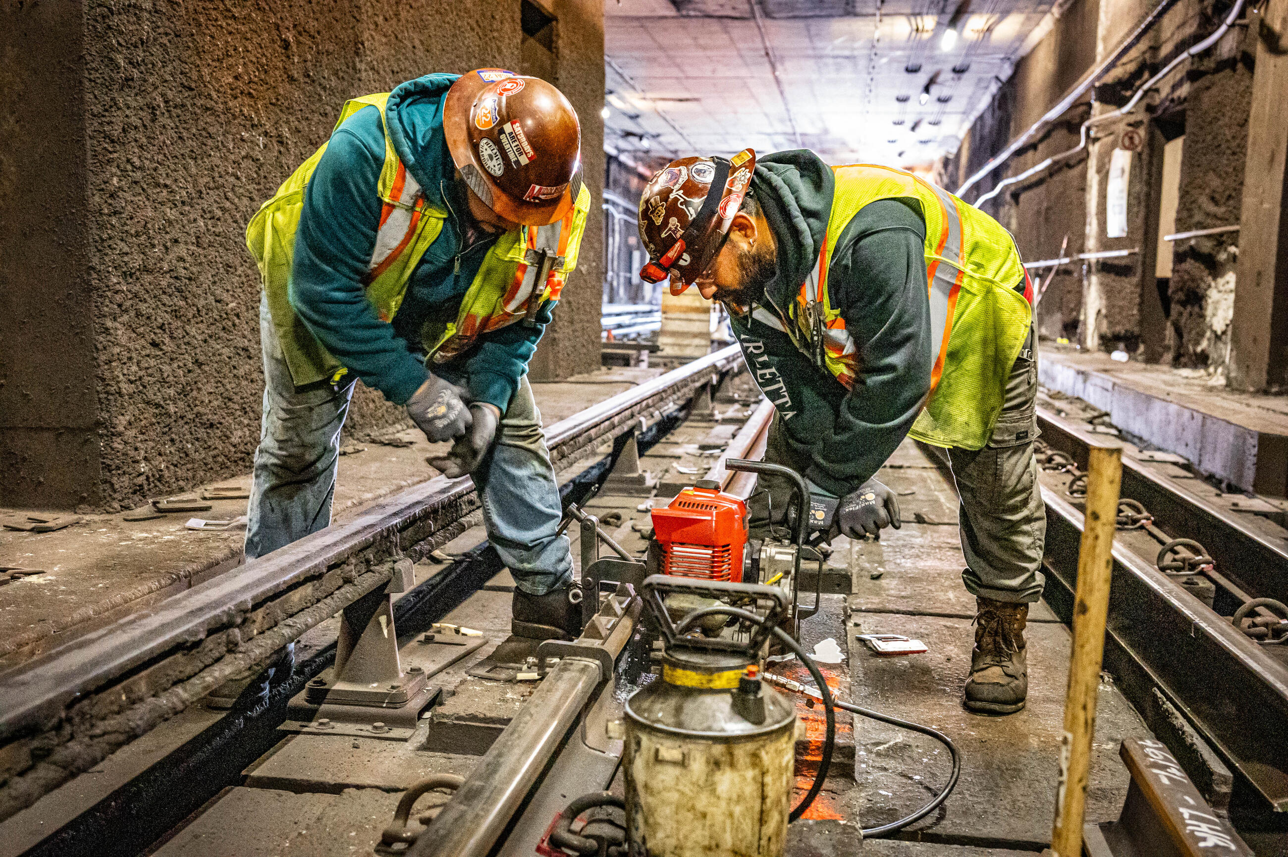 Crews performed track work on the Red Line. Complimentary photo by the MBTA Customer and Employee Experience Department.