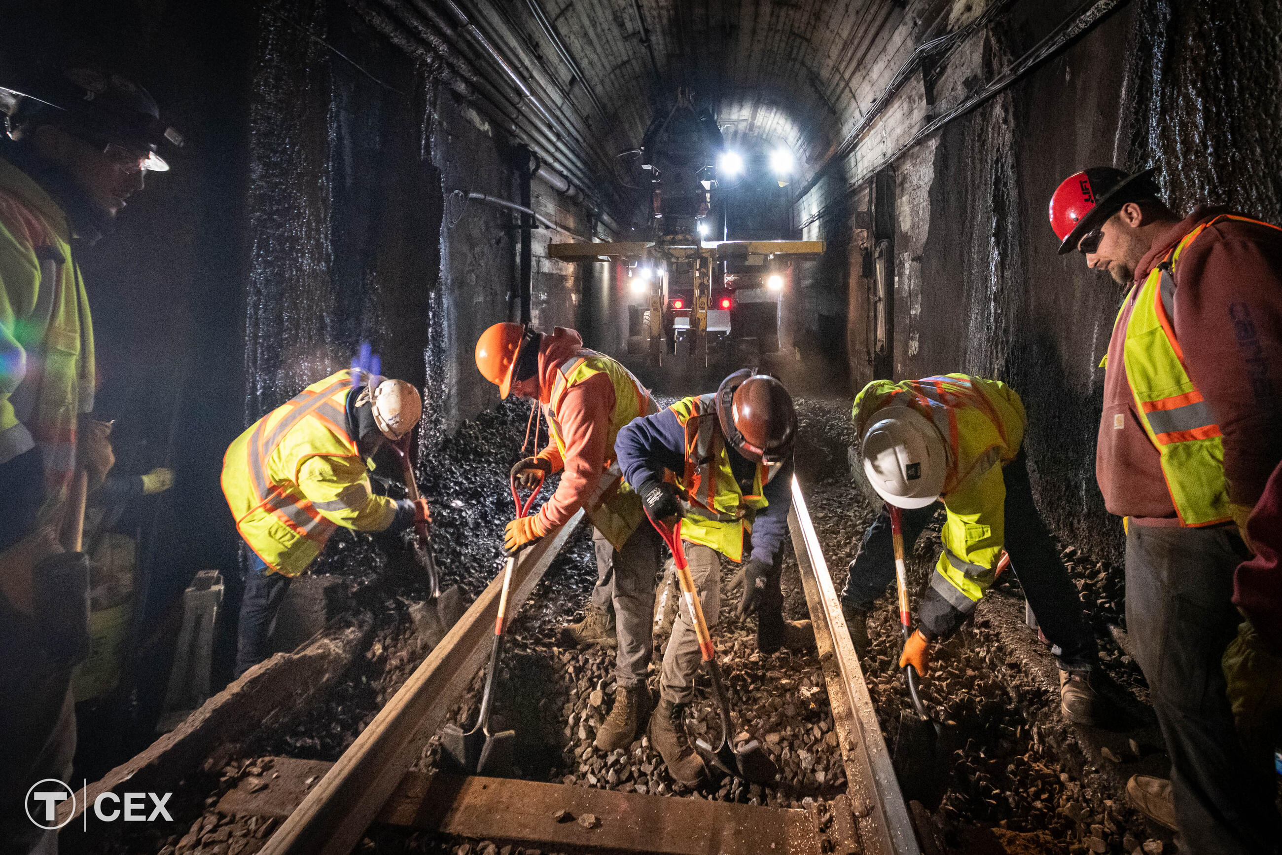 Crews performed track work in the underground tunnel of the Green Line. Complimentary photo by the MBTA Customer and Employee Experience Department.