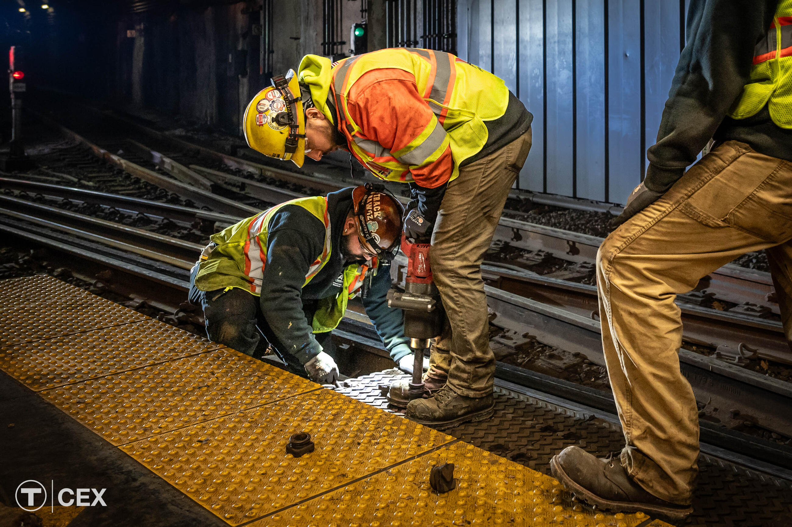 Crews performed work within Green Line stations. Complimentary photo by the MBTA Customer and Employee Experience Department.