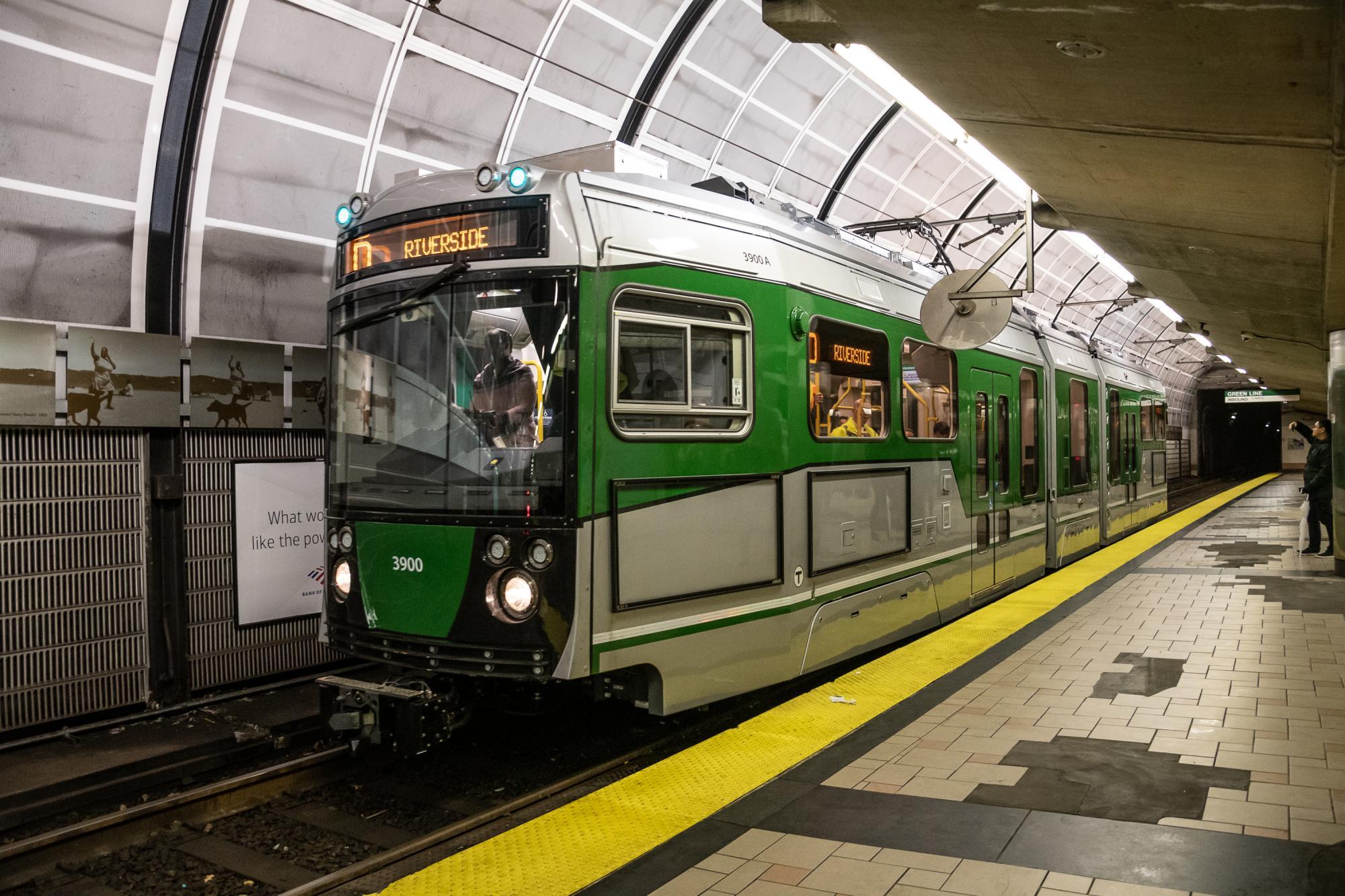 New Green Line Type 9 car pulling into North Station platform